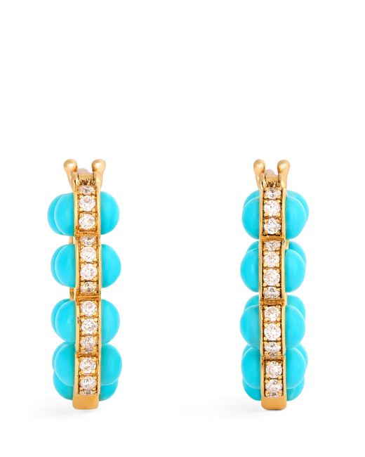 L'Atelier Nawbar Blue And Diamond Atoms Hoop Earrings