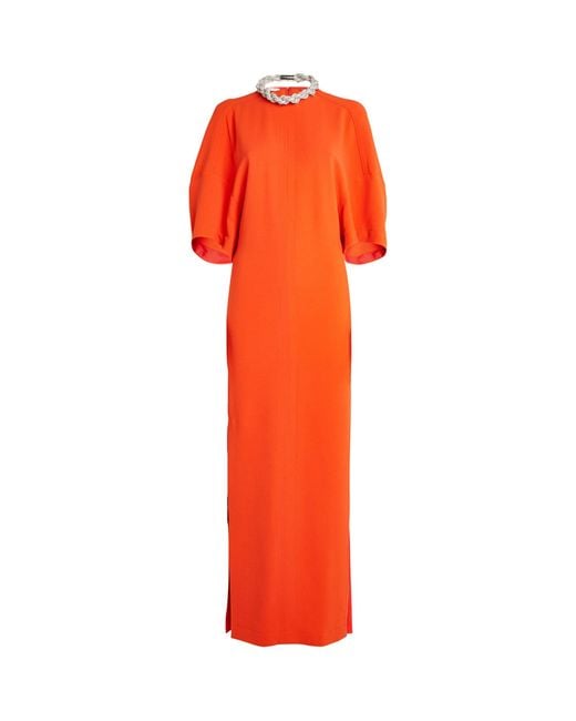 Stella McCartney Orange Exclusive Embellished Neckline Maxi Dress