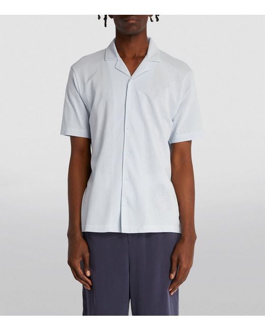 Sunspel Blue Notched-collar Riviera Shirt for men