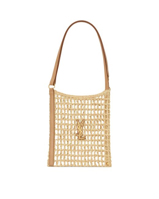 Saint Laurent Metallic Mini Raffia Oxalis Shoulder Bag
