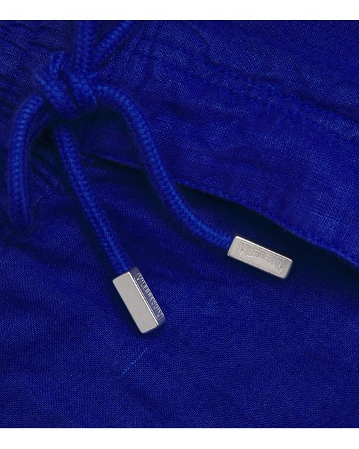 Vilebrequin Blue Linen Baie Shorts for men