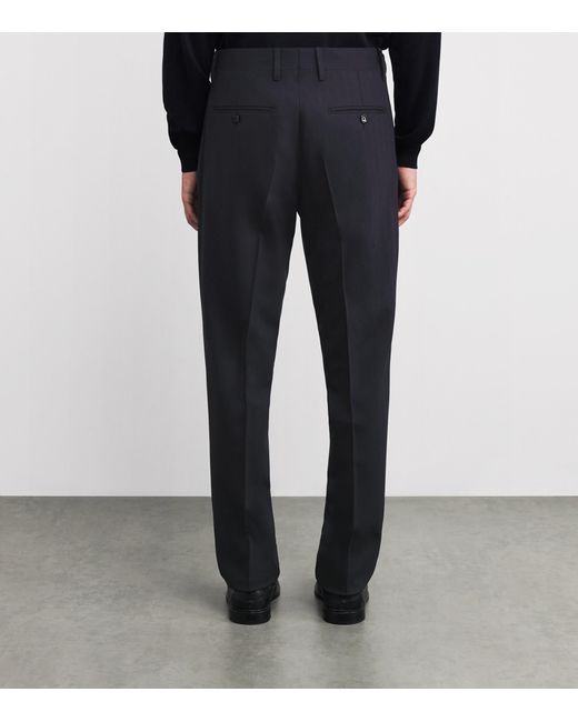 Lardini Blue Wool-Blend Pleated Straight Trousers for men