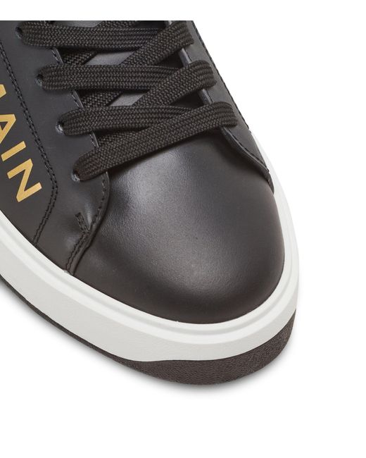 Balmain Brown Leather B-court Sneakers