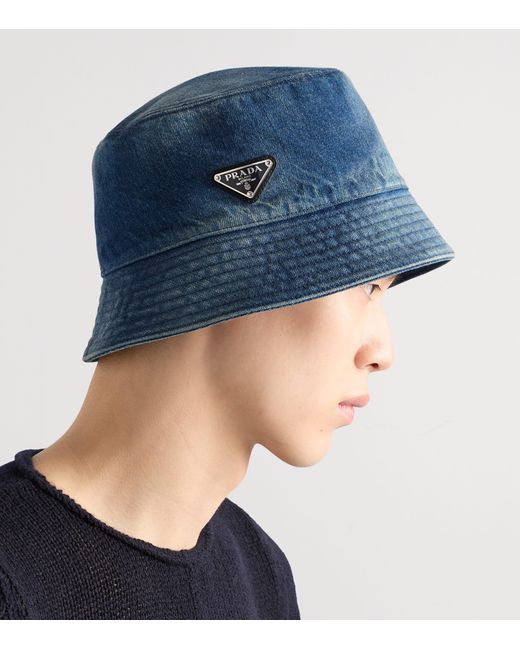 Prada Blue Denim Bucket Hat for men