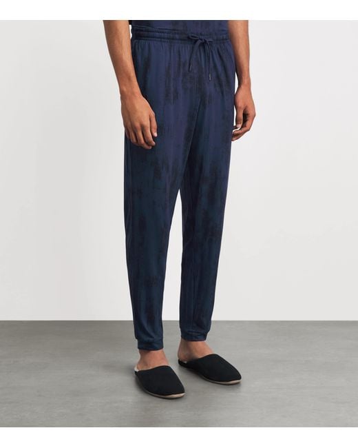 Derek Rose Blue Printed London Lounge Trousers for men