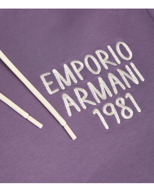 Emporio Armani Purple 1981 Logo Hoodie for men