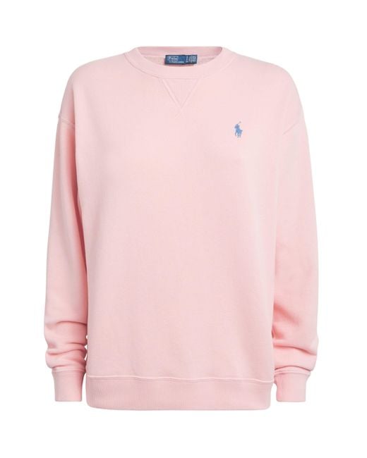 Polo Ralph Lauren Pink Cotton-Blend Polo Pony Sweatshirt
