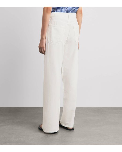 Rag & Bone White Featherweight Logan Mid-Rise Wide-Leg Jeans