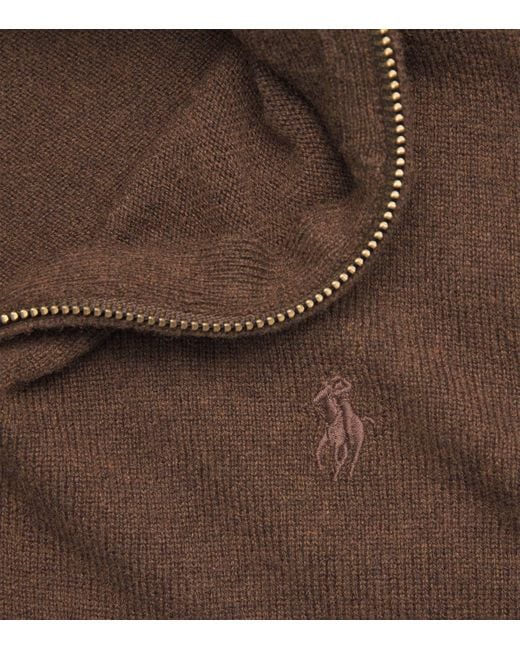 Polo Ralph Lauren Brown Merino Wool Lorelle Quarter-Zip Sweater for men