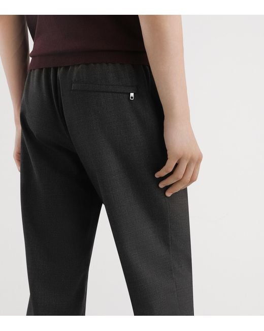 Dolce & Gabbana Black Virgin Wool Drawstring Trousers for men