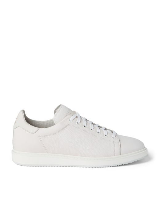 Brunello Cucinelli White Calfskin Low-Top Sneakers for men