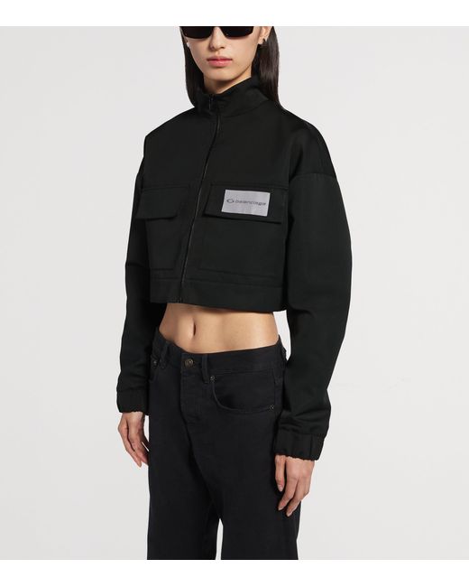 Balenciaga Black Technical Faille Cropped Track Jacket