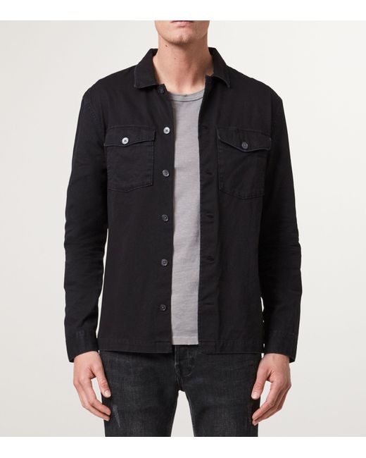 AllSaints Black Cotton Spotter Overshirt for men