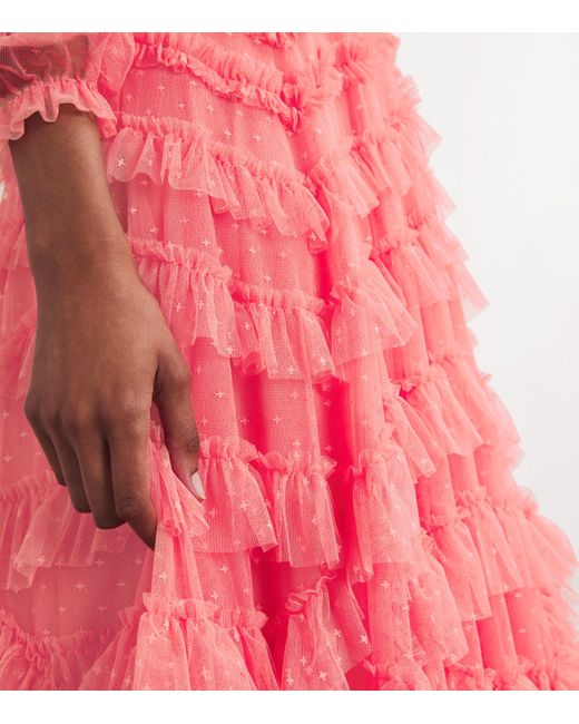 Needle & Thread Pink Lana Ruffled Tulle Gown