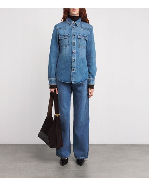 Kiton Blue High-Rise Wide-Leg Jeans