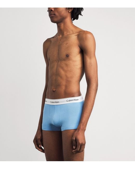Calvin Klein Blue Cotton Stretch Icon Trunks for men