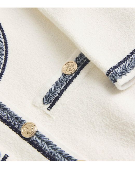 Maje White Terry Braid-Trim Mini Dress