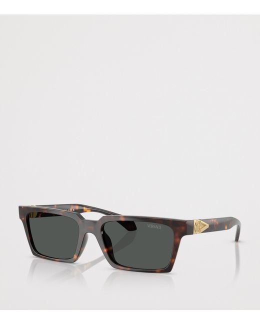 Versace Gray Tortoiseshell Rectangular Sunglasses for men