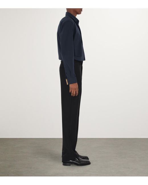 Burberry Blue Stretch-Cotton Ekd Shirt for men