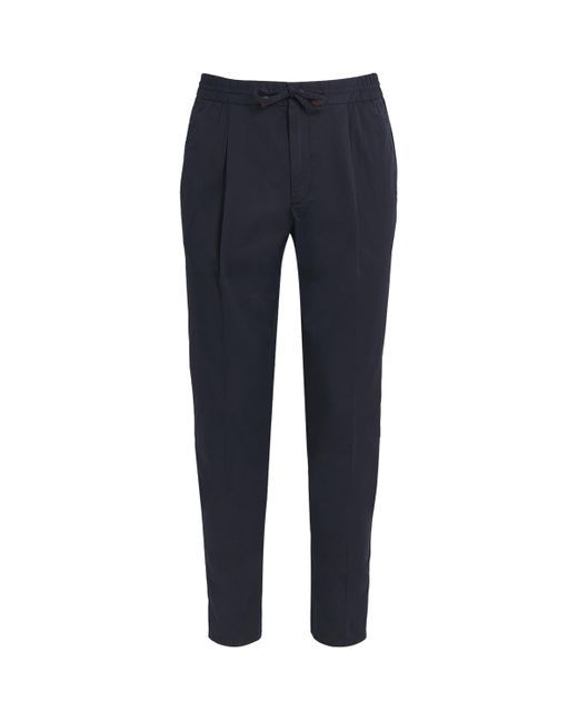 Slowear Blue Cotton-Blend Drawstring Tailored Trousers for men