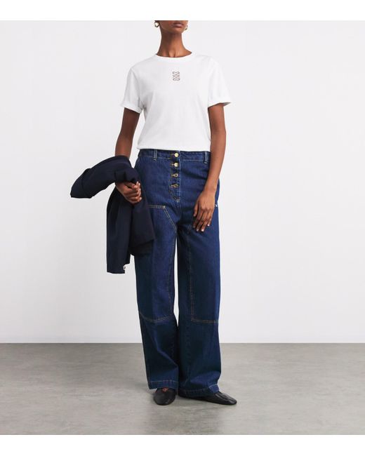 Sandro White Cotton Monogram T-Shirt