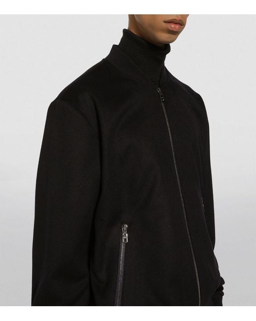 Dolce & Gabbana Black Cashmere Bomber Jacket for men