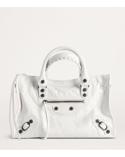 Balenciaga White Small Lambskin Le City Top-Handle Bag