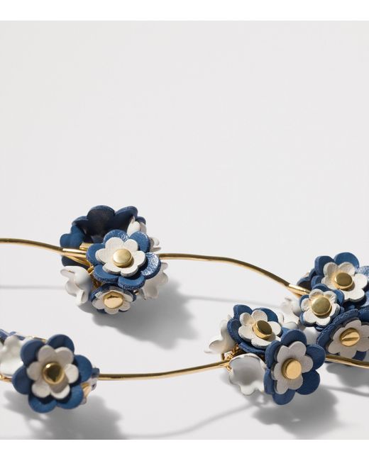 Miu Miu Metallic Leather-Trim Flower Necklace