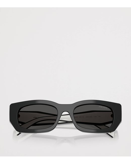 Prada Black Acetate Rectangular Sunglasses