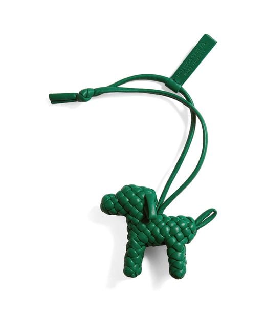 Bottega Veneta Green Lambskin Intrecciato Dog Charm