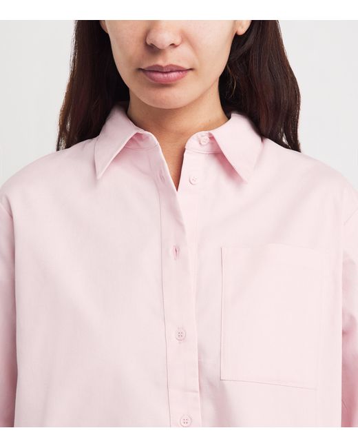 Maje Pink Cotton Scarf-Detail Shirt