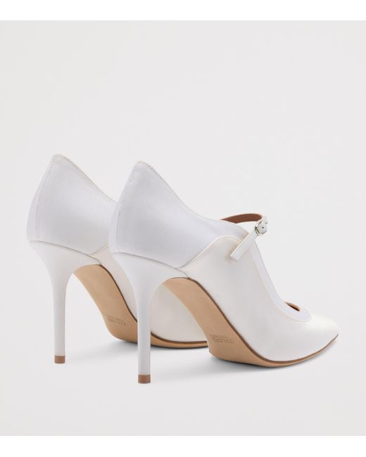 Malone Souliers White Satin Corina Heeled Pumps 85