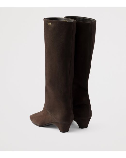 Prada Brown Suede Heeled Boots 40