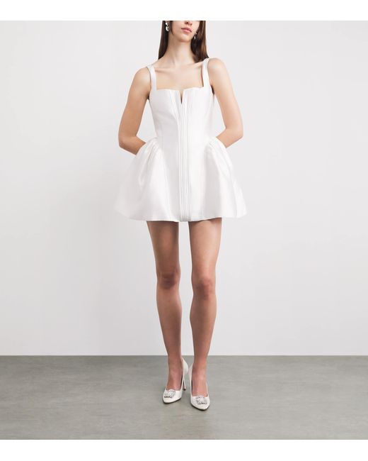Self-Portrait White Taffeta Bustier Mini Dress