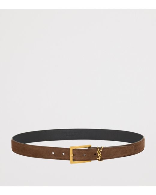 Saint Laurent White Suede Cassandre Belt