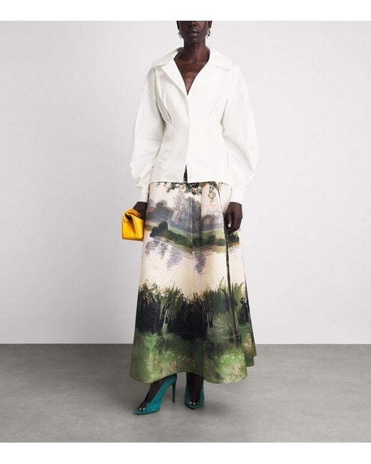 Carolina Herrera White Balloon-Sleeve Fitted Shirt