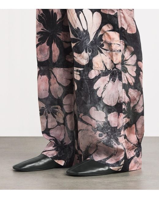 Dries Van Noten Black Leather Square-Toe Mules for men