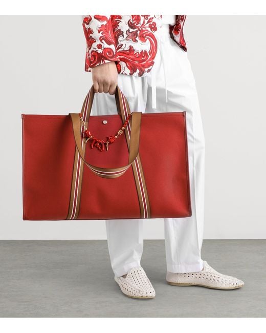 Dolce & Gabbana Red Cotton-Blend Tote Bag for men