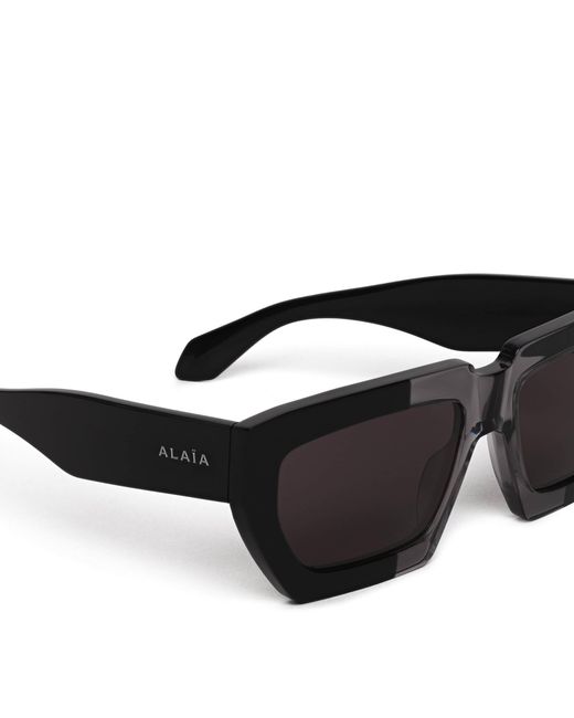 Alaïa Gray Acetate Rectangular Sunglasses