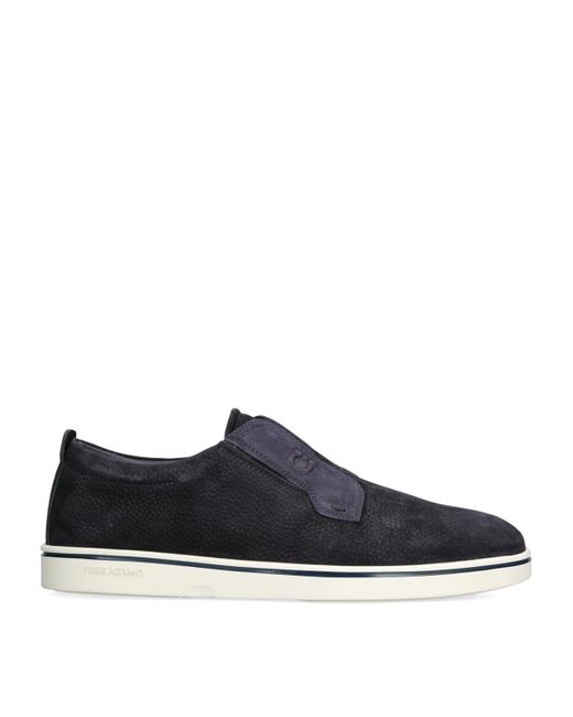 Ferragamo Blue Suede Alfie Slip-On Sneakers for men