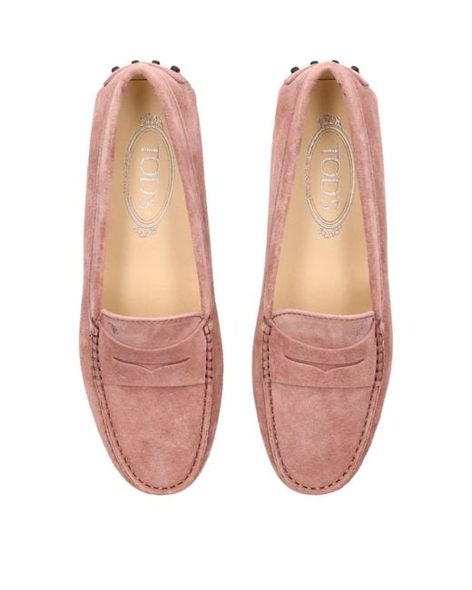 Tod's Pink Suede Mocassino Driving Shoes