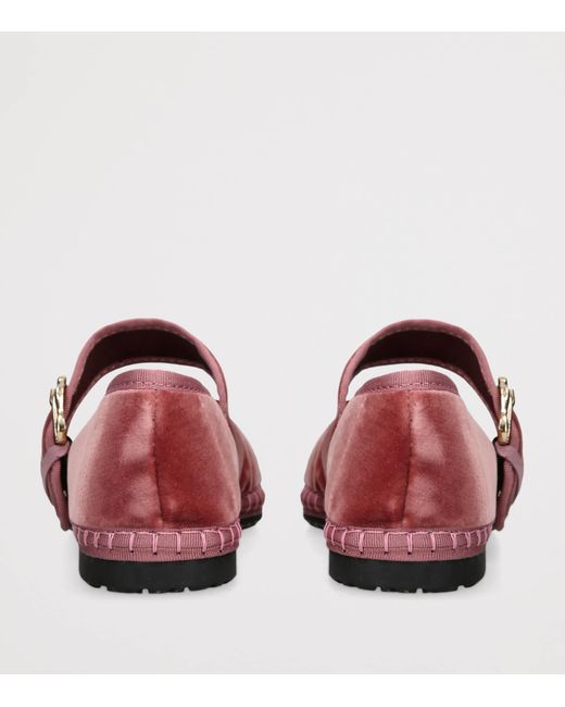 Flabelus Red Velvet Sophie Mary Jane Flats