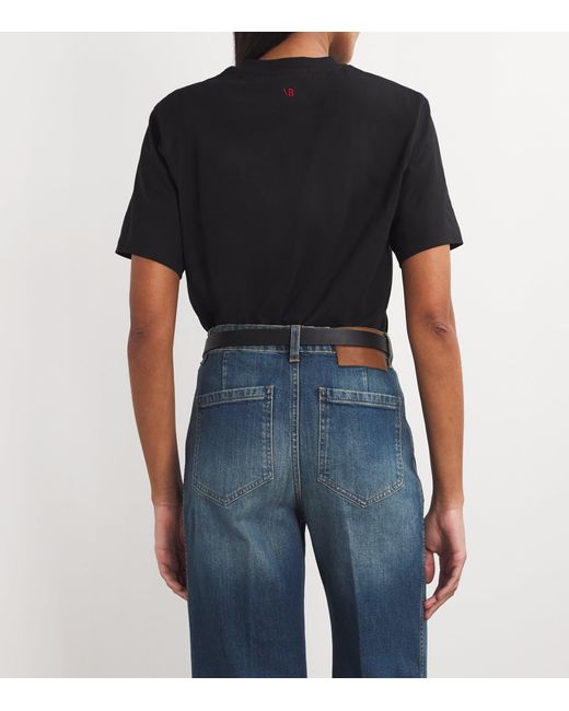 Victoria Beckham Black Leather B-Buckle Belt