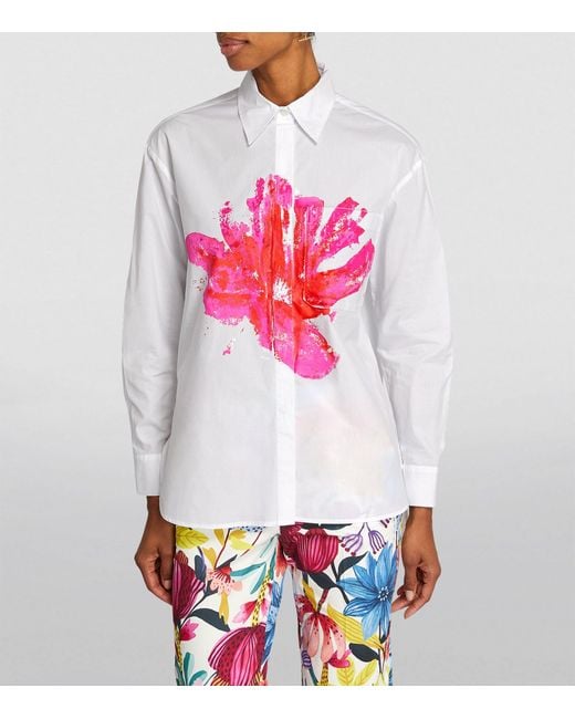 MAX&Co. White Cotton Hand-painted Shirt