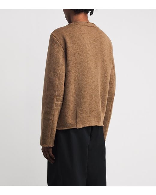 424 Brown Distressed V-Neck Sweater for men