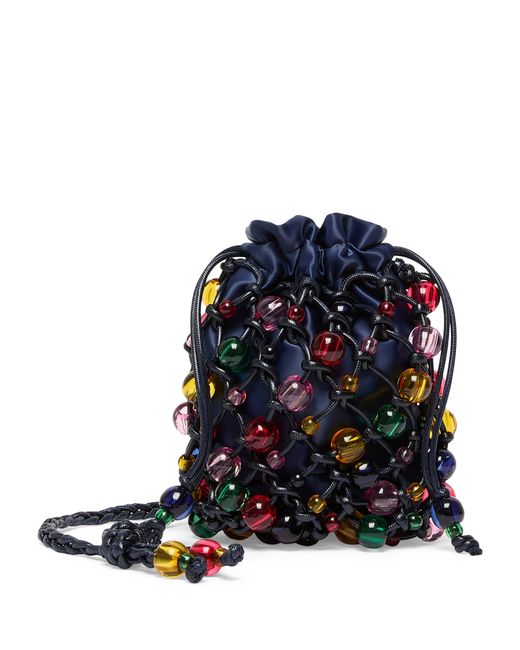 Marina Rinaldi Blue Embellished Bucket Bag