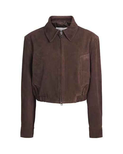 Agolde Brown Suede Nahla Cropped Jacket