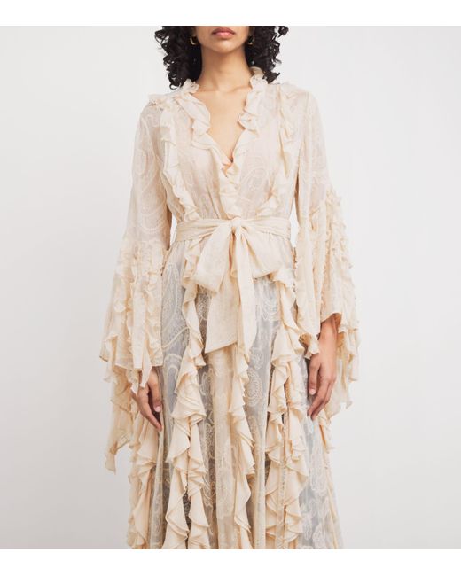 Alice + Olivia Natural Ruffle Cher Maxi Robe