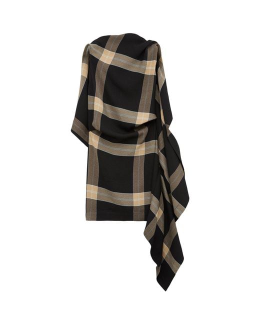 Loewe Black Check Asymmetrical Mini Dress