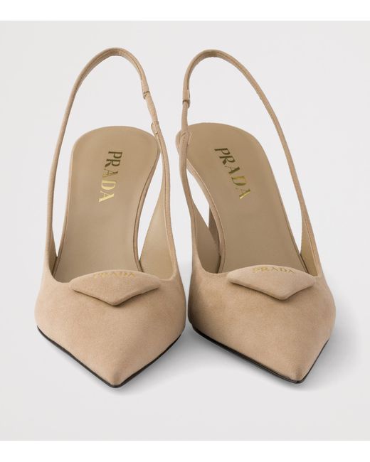 Prada Metallic Suede Slingback Pumps 75